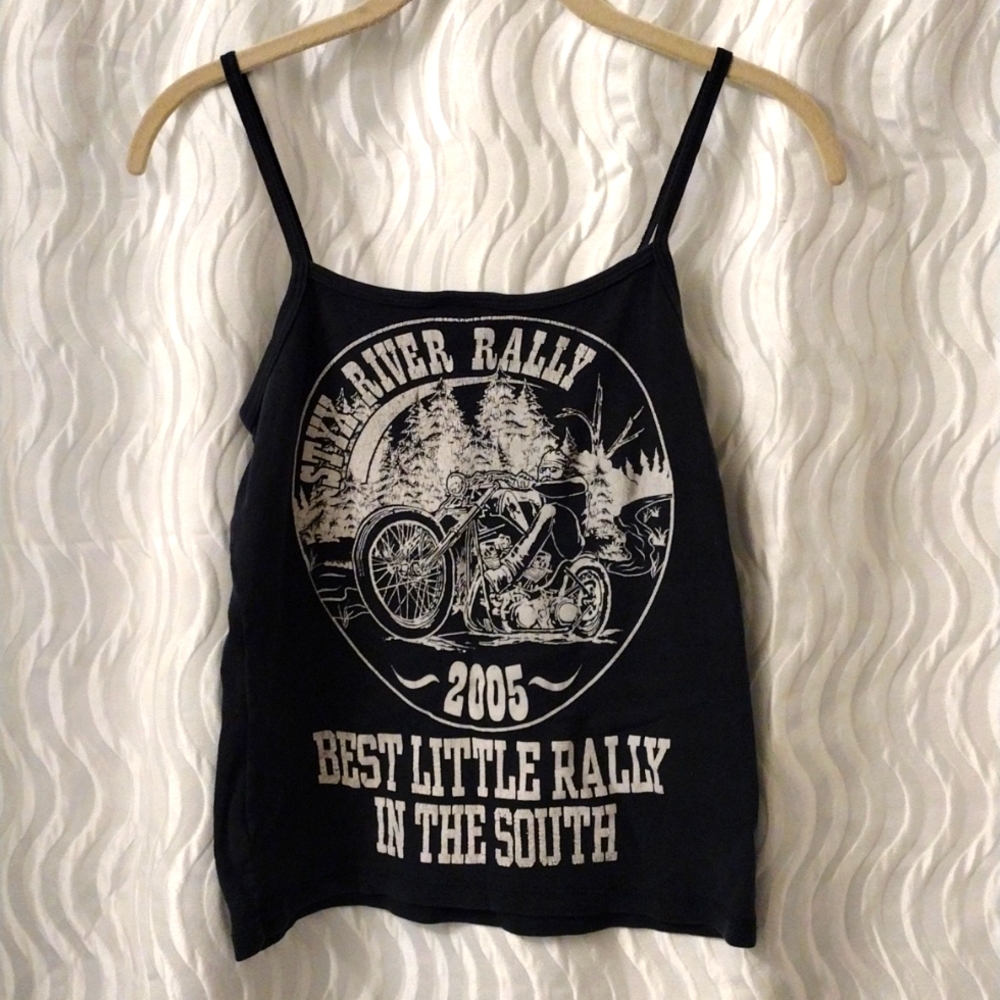 Silver for Her Styx River Rally 2005 Motorcycle Biker Tank Top GIRL'S L Old